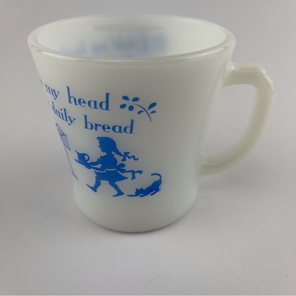 Fire King Anchor Hocking Milk Glass Prayer Mugs (2 cups) - Picture 10 of 14